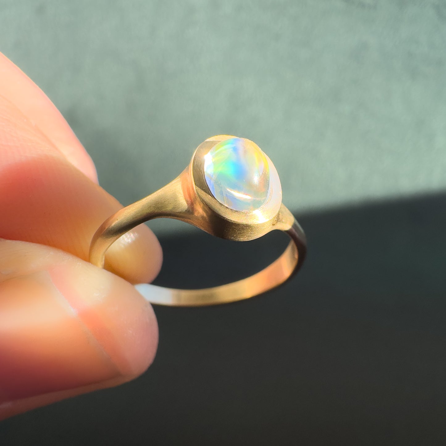 Rainbow Moonstone Ring