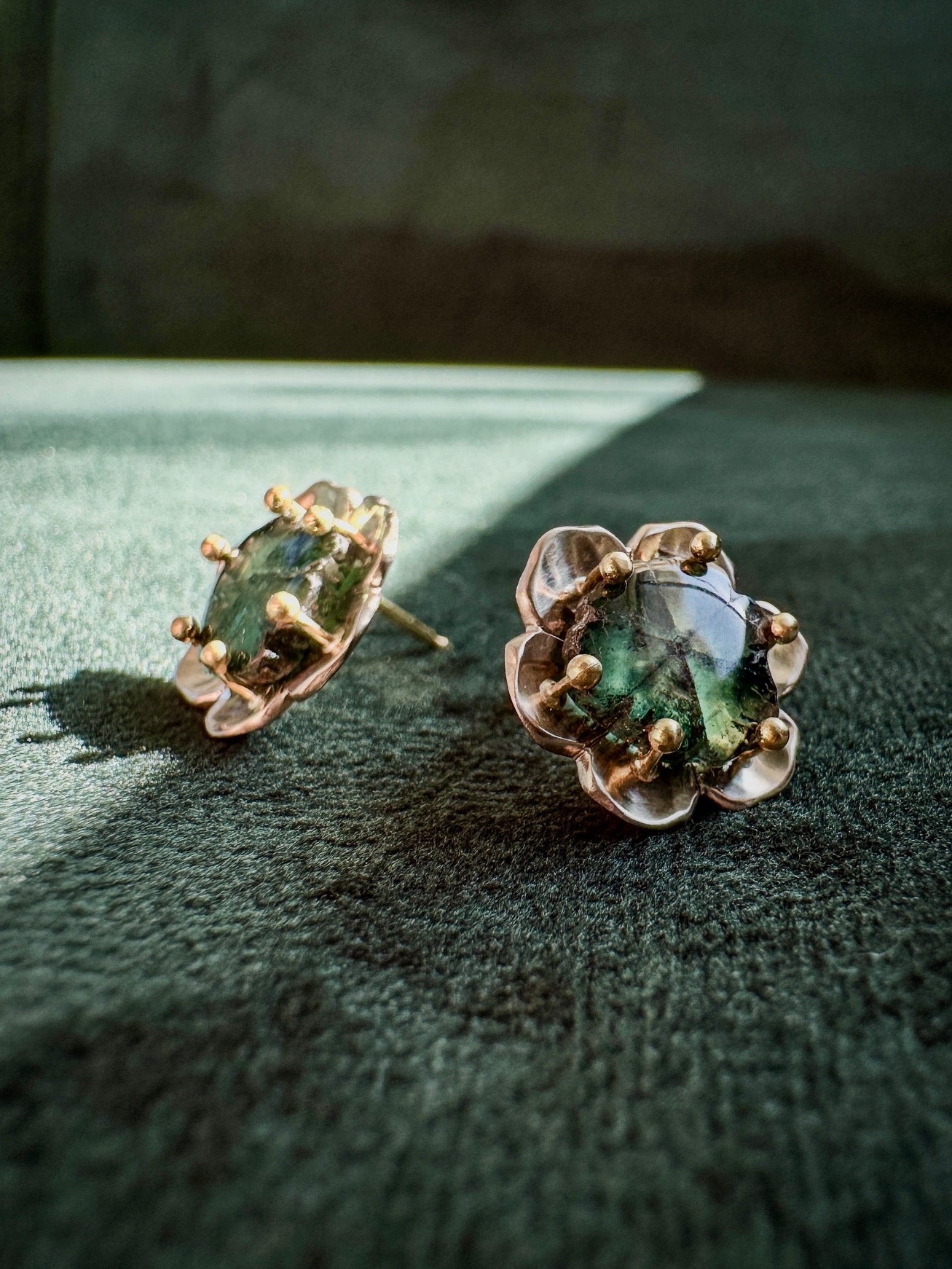 Trapiche Emerald Bloom Studs