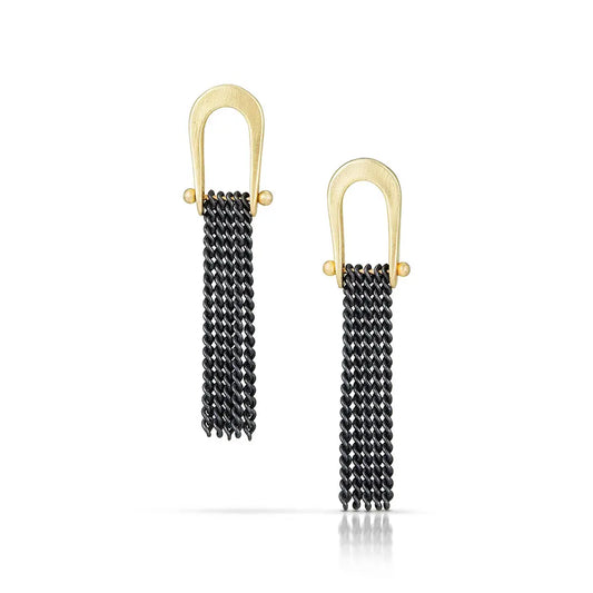 Earrings - 14K Yellow Gold/Black Silver