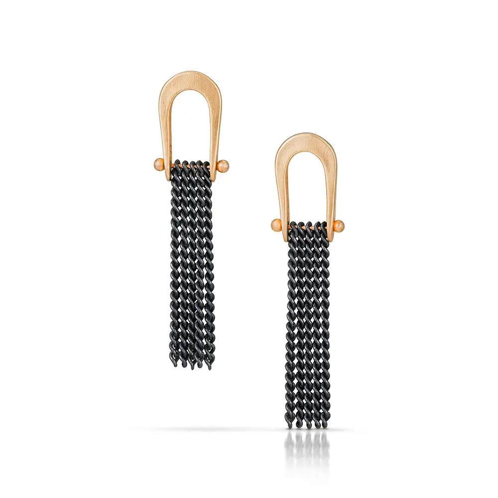 Earrings - 14K Rose Gold/Black Silver