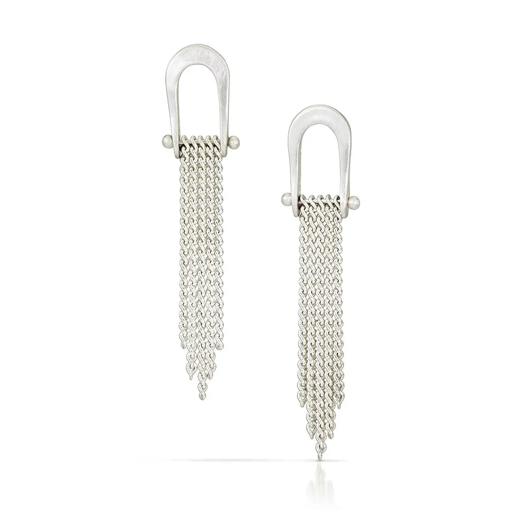 Earrings - Bright Silver/Chevron