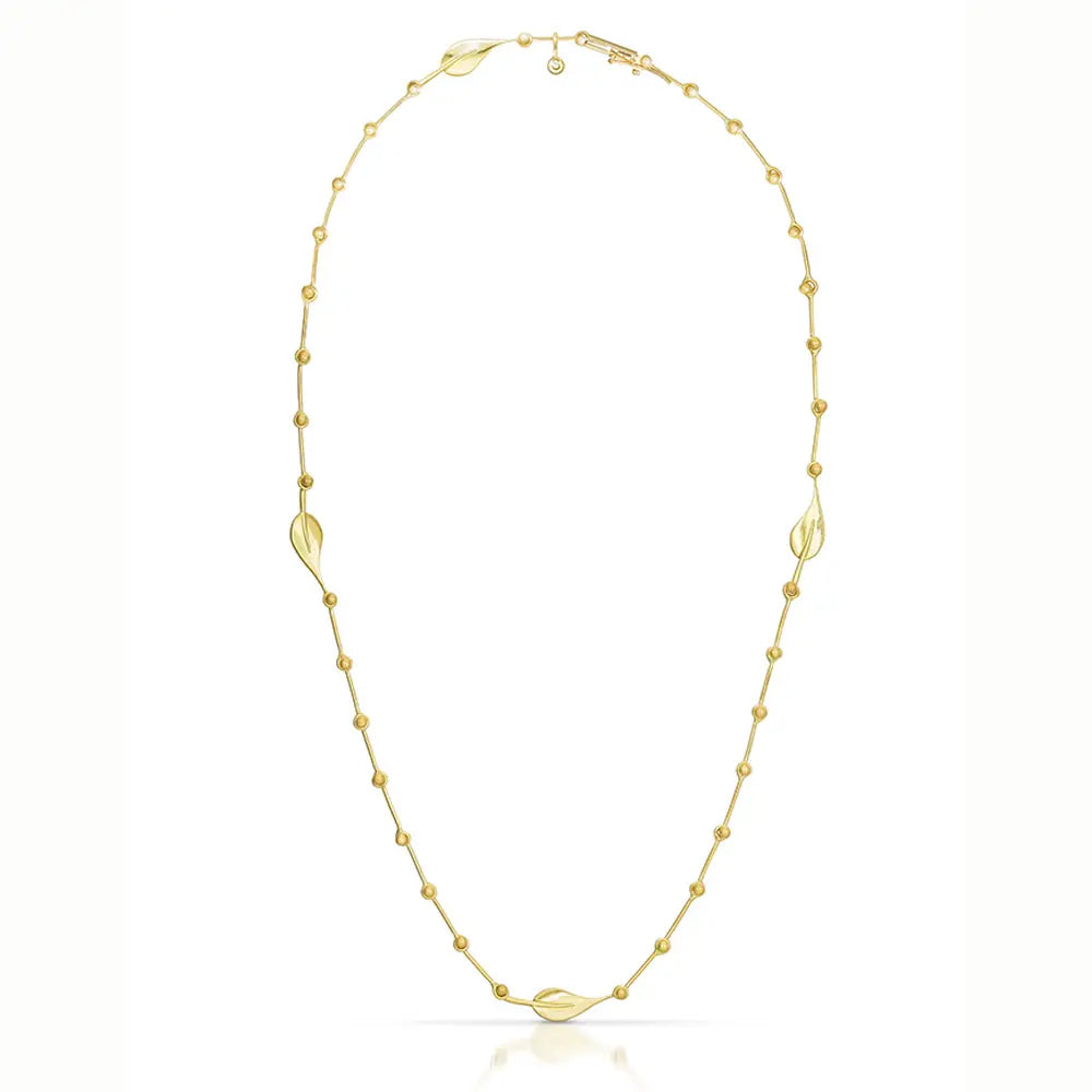 Hand Fabricated Leaf Chain Necklace - 18k Yellow Gold