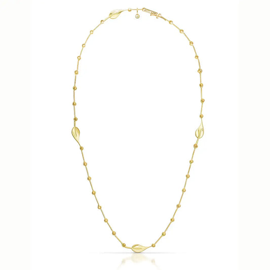 Hand Fabricated Leaf Chain Necklace - 18k Yellow Gold