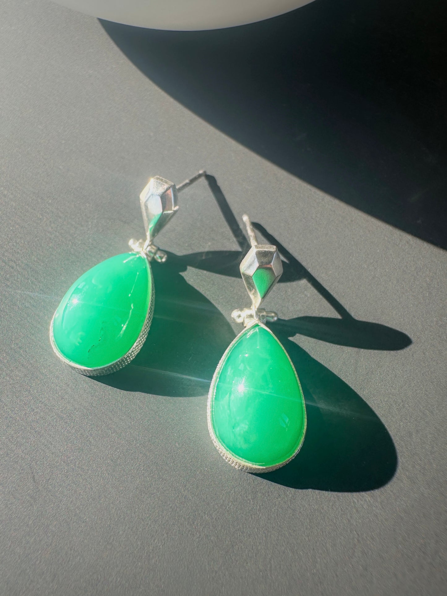 Chrysoprase Sculpt Stud Drops