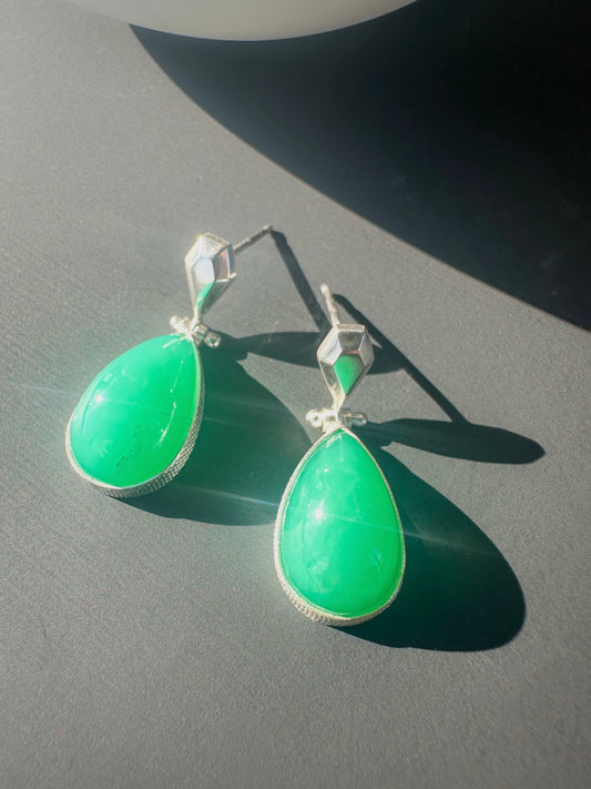 Chrysoprase Sculpt Stud Drops