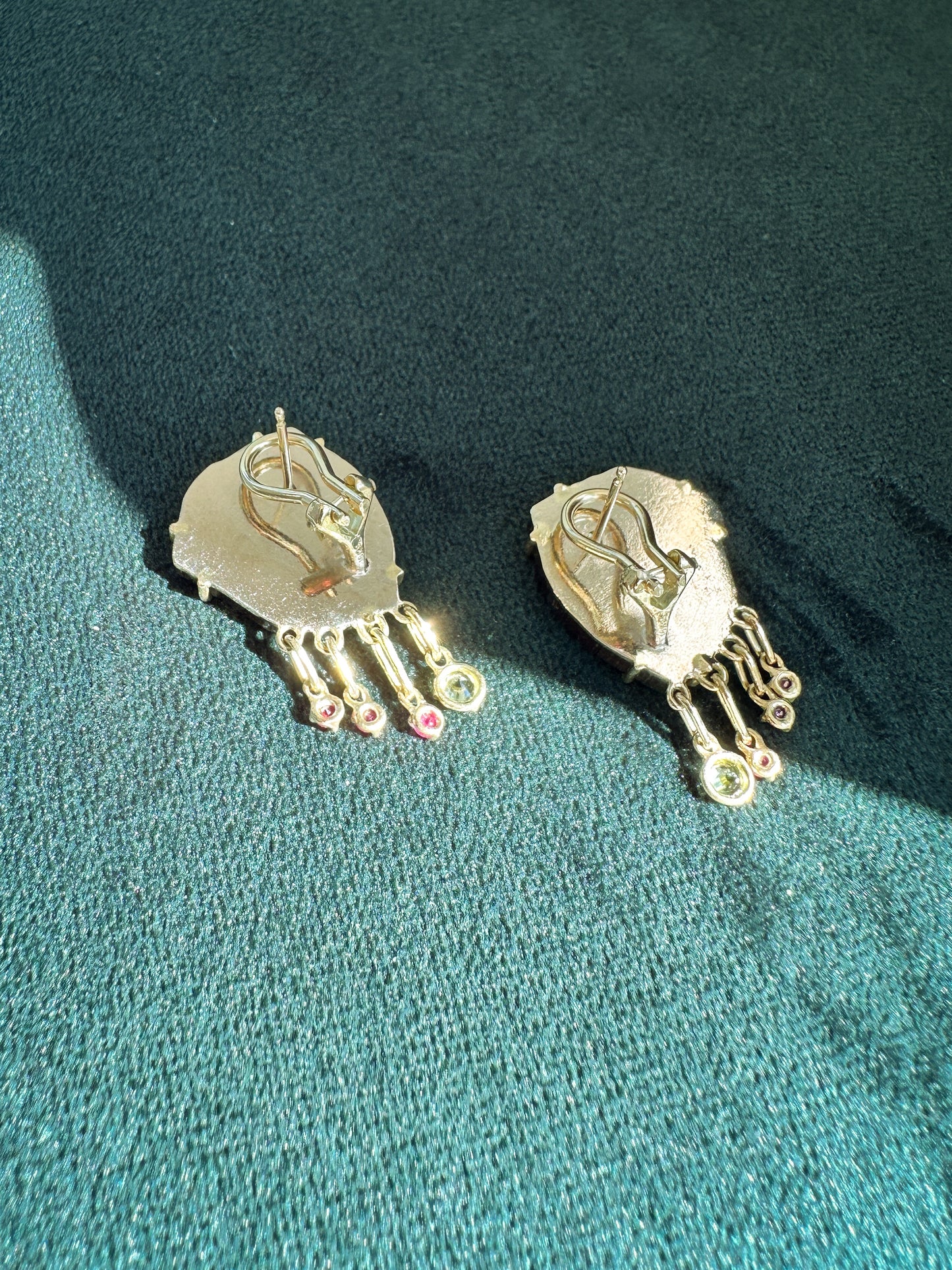 Watermelon Tourmaline & Ruby Earrings