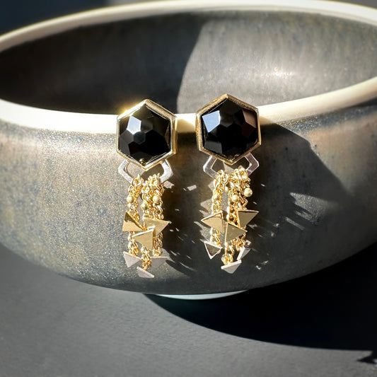 Black Spinel Faceta Earrings