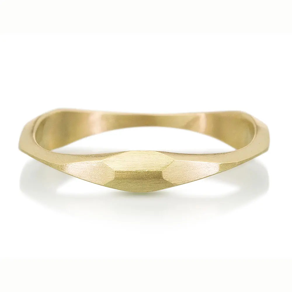 Slim Stackable Sculpted Ring - 14K Yellow Gold