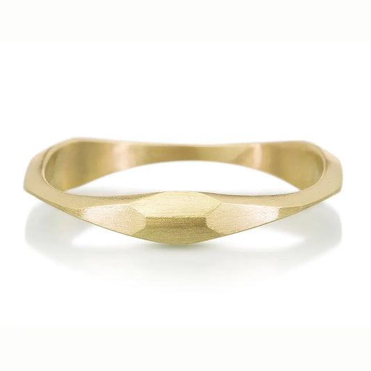 Slim Stackable Sculpted Ring - 14K Yellow Gold