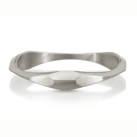 Slim Stackable Sculpted Ring - 14K Palladium White Gold