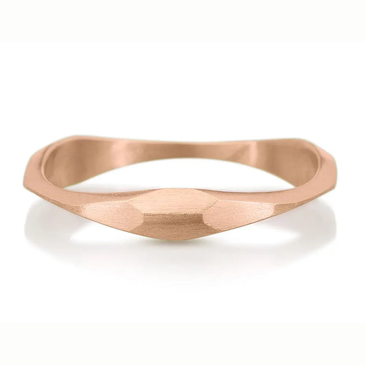 Slim Stackable Sculpted Ring - 14K Rose Gold