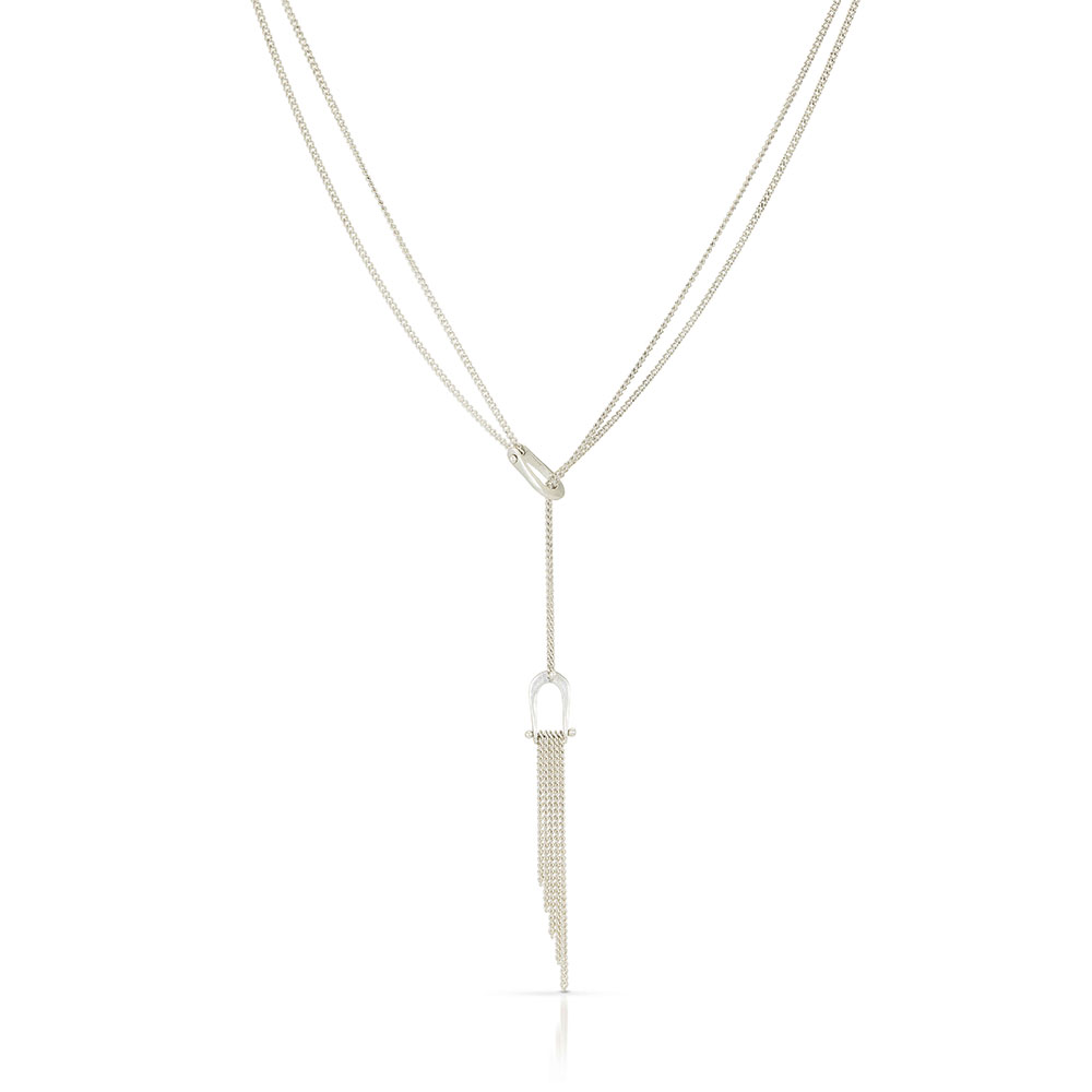 Fringe collection lariat necklace 14k bright silver