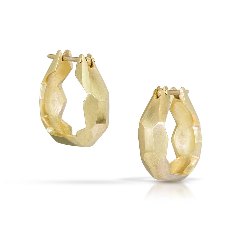 Edgy Hoop Earrings - 14K Yellow Gold